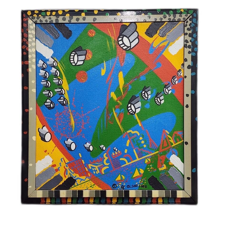 Vintage G. Olson 1980 Original Abstract Expressionist Painting | Signed